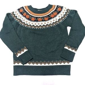 KJP Cozy Cabin green pumpkin sweater Kiel James Patrick women's small